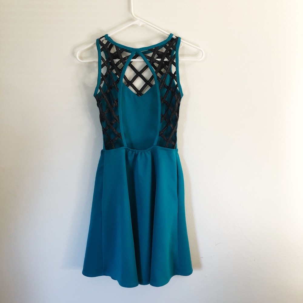 Material Girl Strappy Teal Sleeveless Dress XS - Picture 4 of 4
